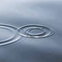 A drop creating waves as it falls on a water surface.